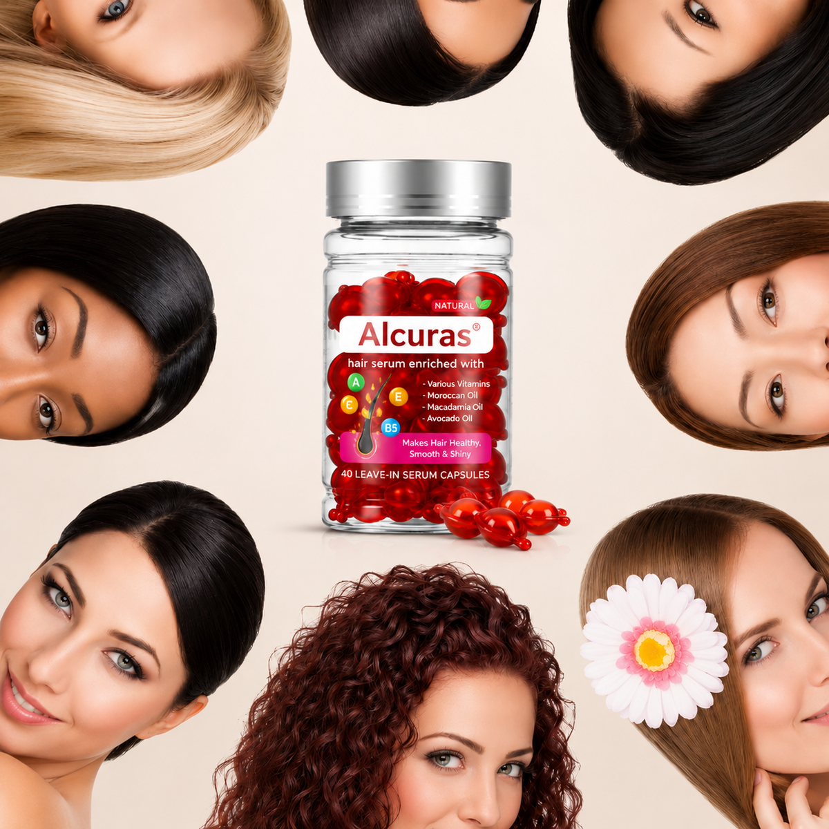 🥳2026 HOT SALE🥳💞50K+ SOLD!🌿🧖‍♀️ 50% OFF! Alcuras®Hair Treatment Serum with Moroccan Oil – Vitamin-enriched, repairs damage. Tames frizz, adds radiant shine. Perfect for daily care. Your hair's best friend. 🎁💆‍♀️