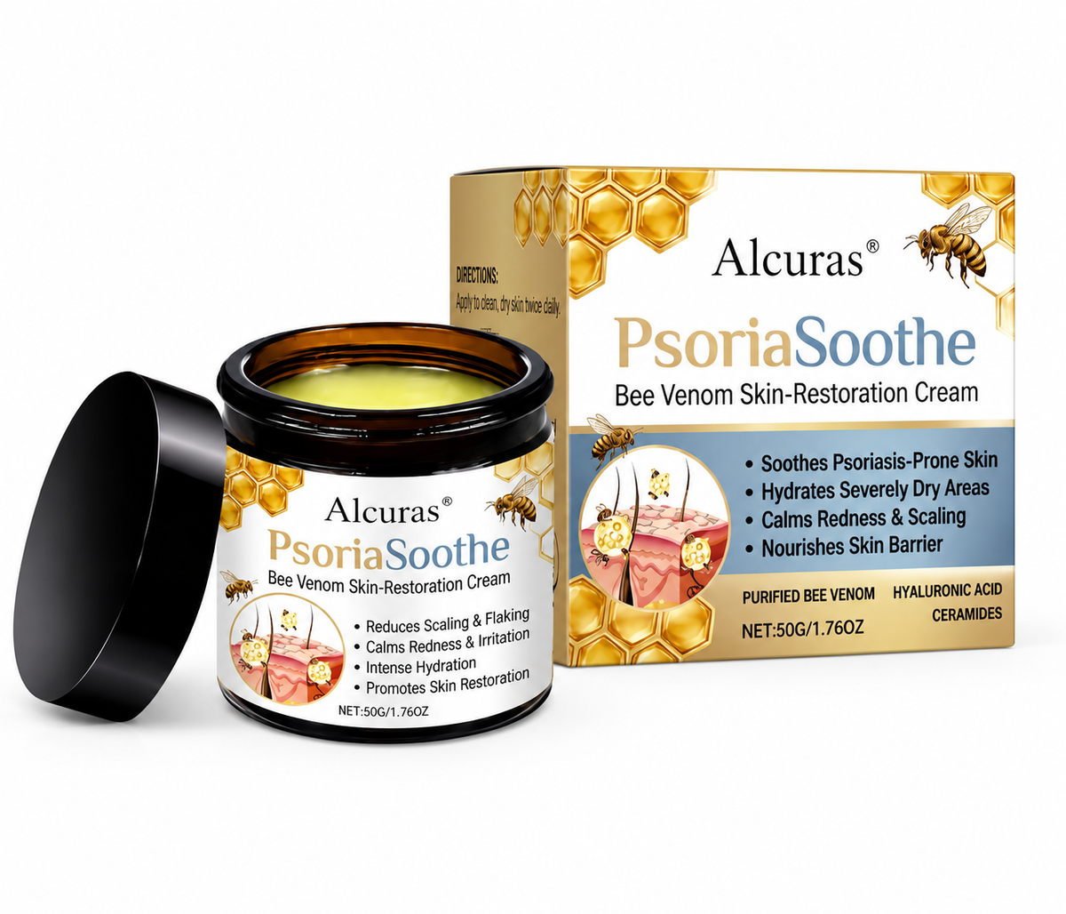 Alcuras® PsoriaSoothe Bee Venom Skin-Restoration Cream