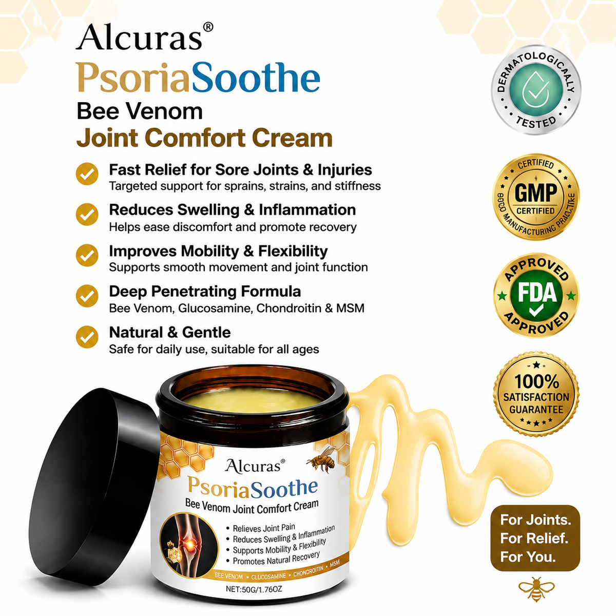 Alcuras® PsoriaSoothe Bee Venom Joint Comfort Cream（