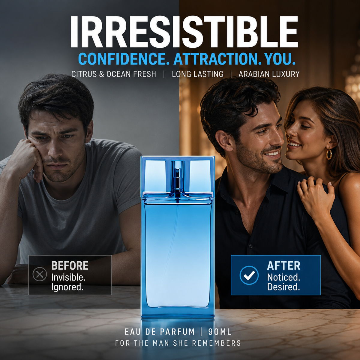 Eau de Parfum for Men 90 ml | Long Lasting Fresh Citrus & Aquatic Perfume Spray | Arabic Luxury Fragrance for Him | Best Men’s Perfume Gift | Everyday Wear Masculine Scent