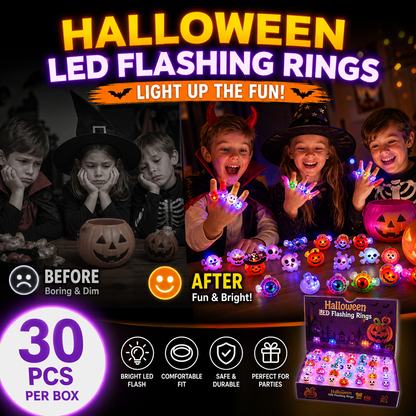 🔥🎃Spooky Season Hot Sale 50% OFF:＄19.99‼️✨LED Light Halloween Glowing Ring 💍| Flashing Light‑Up Party Favor for Halloween Night👻