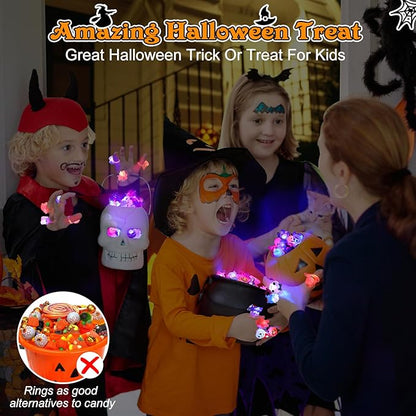 🔥🎃Spooky Season Hot Sale 50% OFF:＄19.99‼️✨LED Light Halloween Glowing Ring 💍| Flashing Light‑Up Party Favor for Halloween Night👻