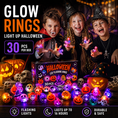 🔥🎃Spooky Season Hot Sale 50% OFF:＄19.99‼️✨LED Light Halloween Glowing Ring 💍| Flashing Light‑Up Party Favor for Halloween Night👻