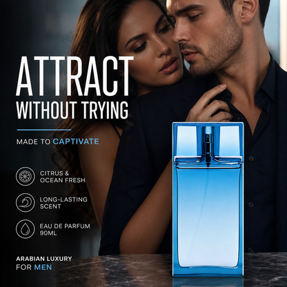 Eau de Parfum for Men 90 ml | Long Lasting Fresh Citrus & Aquatic Perfume Spray | Arabic Luxury Fragrance for Him | Best Men’s Perfume Gift | Everyday Wear Masculine Scent