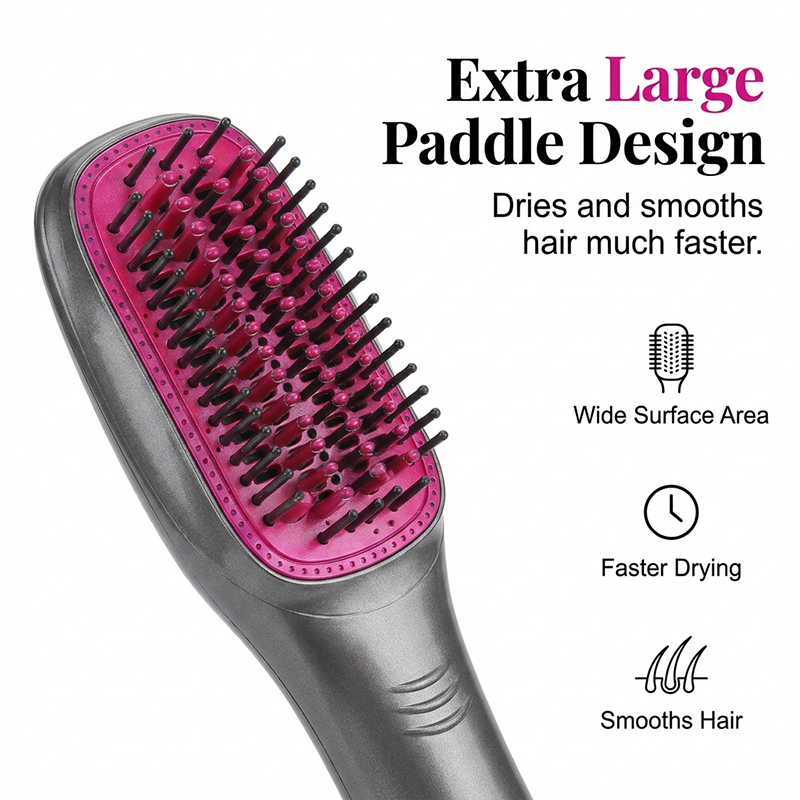 💥Professional 3-in-1 Hot Air Brush – Dry, detangle & volumize
