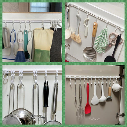 🥳2026 HOT SALE🥳💞50K+ SOLD!🧺🔧 50% OFF! Multifunctional Slide Rail Hook – Punch‑free installation, adjustable hook spacing. Holds utensils, towels & robes – no wall damage! 🏠✨