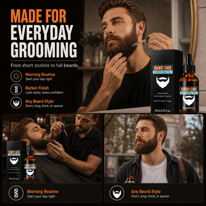 ✨ Beard Care Essential Oil – Fast-Absorb, Non-Greasy, Nourishes Skin & Beard🌿