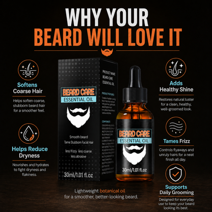 ✨ Beard Care Essential Oil – Fast-Absorb, Non-Greasy, Nourishes Skin & Beard🌿