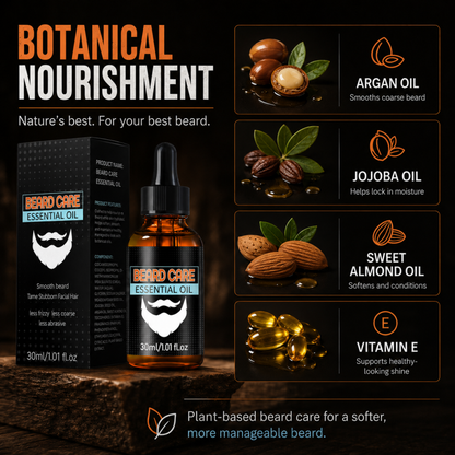 ✨ Beard Care Essential Oil – Fast-Absorb, Non-Greasy, Nourishes Skin & Beard🌿