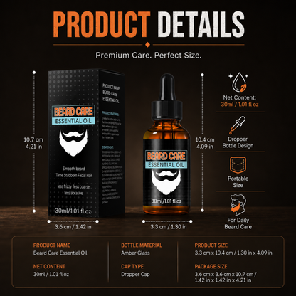✨ Beard Care Essential Oil – Fast-Absorb, Non-Greasy, Nourishes Skin & Beard🌿