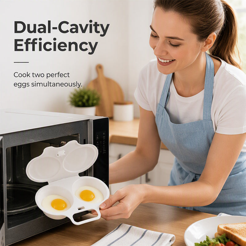 ⏰Last Day Special Price ＄16.99!!⏰ Microwave Egg Poacher – Dual-Cavity Steamer, Rapid Heating, Non-Stick PP – Ideal for Home, Office & Travel! 🔥