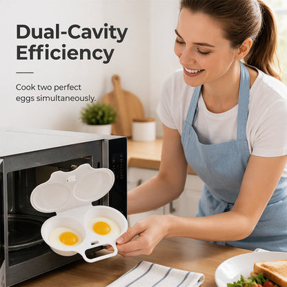 ⏰Last Day Special Price ＄16.99!!⏰ Microwave Egg Poacher – Dual-Cavity Steamer, Rapid Heating, Non-Stick PP – Ideal for Home, Office & Travel! 🔥