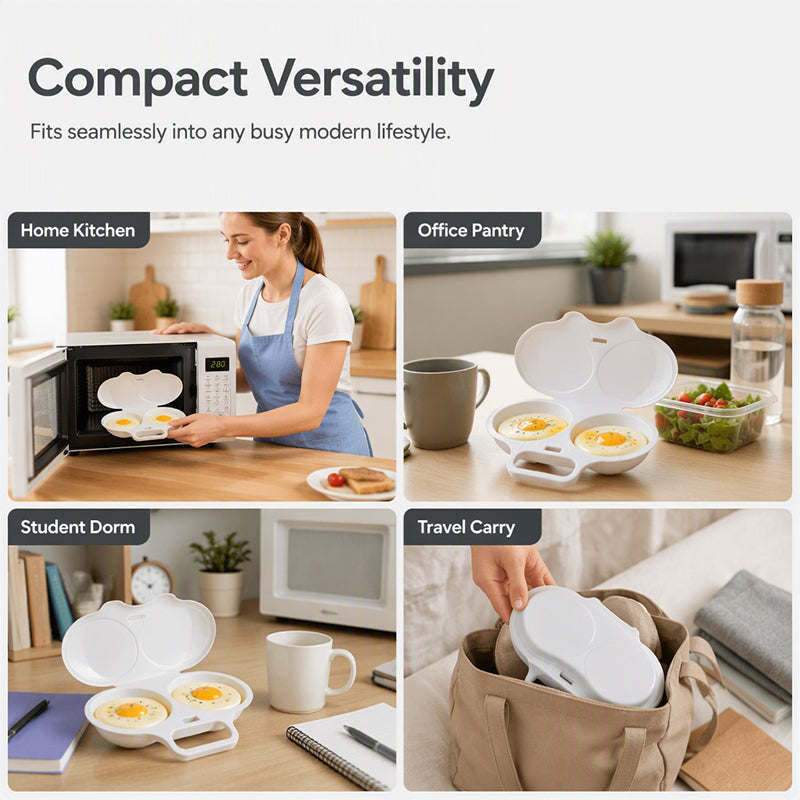 ⏰Last Day Special Price ＄16.99!!⏰ Microwave Egg Poacher – Dual-Cavity Steamer, Rapid Heating, Non-Stick PP – Ideal for Home, Office & Travel! 🔥